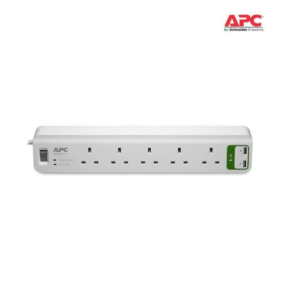 Picture of APC Essential SurgeArrest 5 outlets with 5V, 2.4A 2 port USB Charger 230V UK
