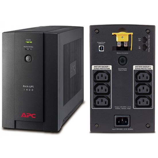 Picture of APC Back-UPS 1400VA, 230V, AVR, IEC Sockets-BX1400UI - Black