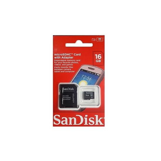 Picture of 16GB Micro SDHC Memory Card + Adapter - Black