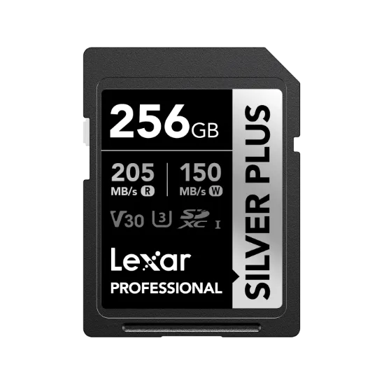 Picture of 256GB Lexar Professional SILVER PLUS SDXC UHS-I Card, up to 255MB/s read, 180MB/s write, C10 V30 U3