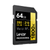 Picture of 64GB Lexar Professional 1800x SDXC UHS-II Card, up to 280MB/s read, 210MB/s write, C10 V60 U3