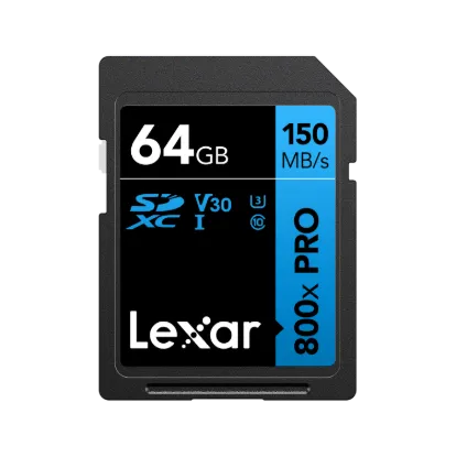 Picture of 64GB Lexar Professional 800x PRO SDXC UHS-I Card, up to 150MB/s read, C10 V30 U3