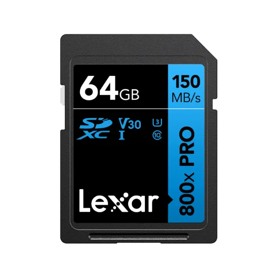 Picture of 64GB Lexar Professional 800x PRO SDXC UHS-I Card, up to 150MB/s read, C10 V30 U3