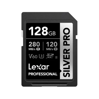 Picture of 128GB Lexar Professional SILVER PRO SDXC UHS-II Card, up to 280MB/s read, 120MB/s write, C10 U3 V60
