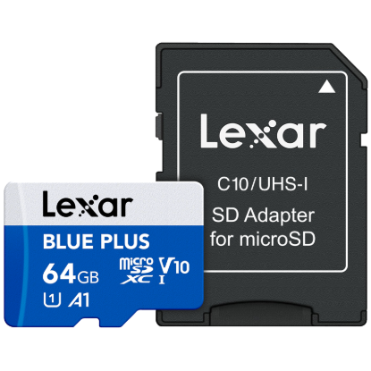 Picture of 64GB Lexar High-Performance BLUE PLUS microSDXC UHS-I, up to 100MB/s read, C10
