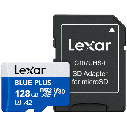 Picture of 128GB Lexar High-Performance BLUE PLUS microSDXC UHS-I, up to 170MB/s read, C10 A2 V30 U3