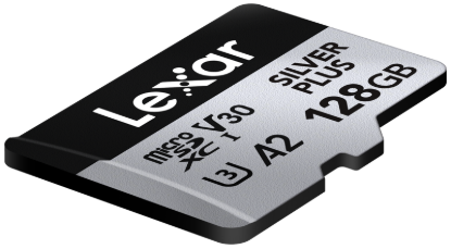 Picture of 128GB Lexar Professional SILVER PLUS microSDXC UHS-I Card, up to 205MB/s read, 150MB/s write, C10 V30 U3