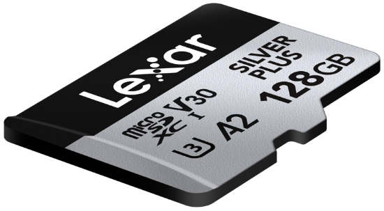 Picture of 128GB Lexar Professional SILVER PLUS microSDXC UHS-I Card, up to 205MB/s read, 150MB/s write, C10 V30 U3