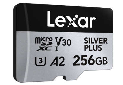 Picture of 256GB Lexar Professional SILVER PLUS microSDXC UHS-I Card, up to 205MB/s read, 150MB/s write, C10 V30 U3