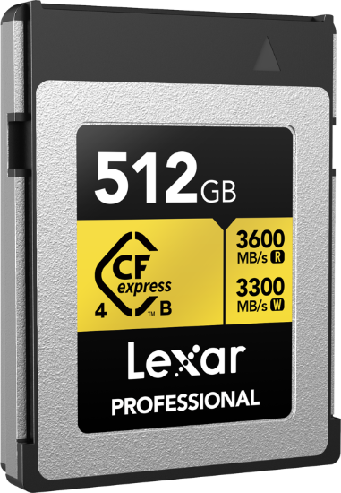 Picture of 512GB Lexar Professional GOLD CFexpress 4.0 Type B Card, up to 3600MB/s read, 3300MB/s write
